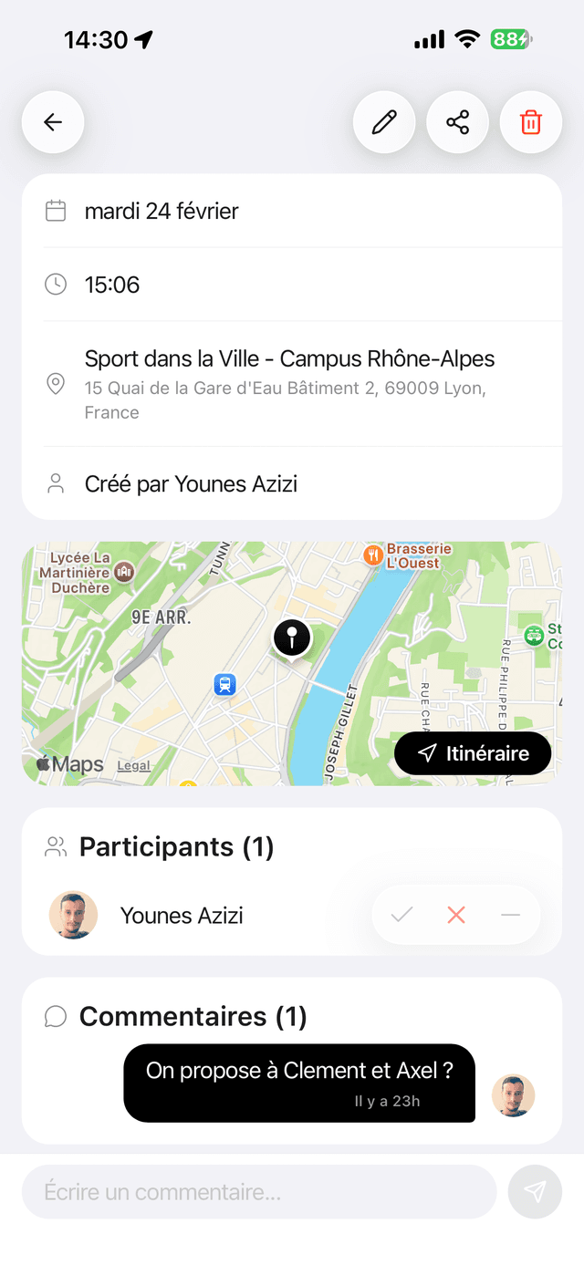 Créer un événement